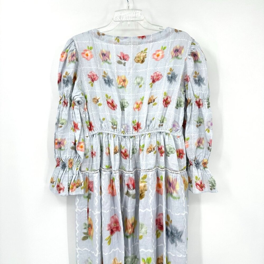 POZRUH maxi dress floral LARGE colorful cottage tiered smocked embroidered - Picture 11 of 16